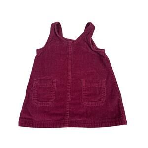 Old Navy baby girls corduroy dress burgundy front pockets SZ 6-12MO